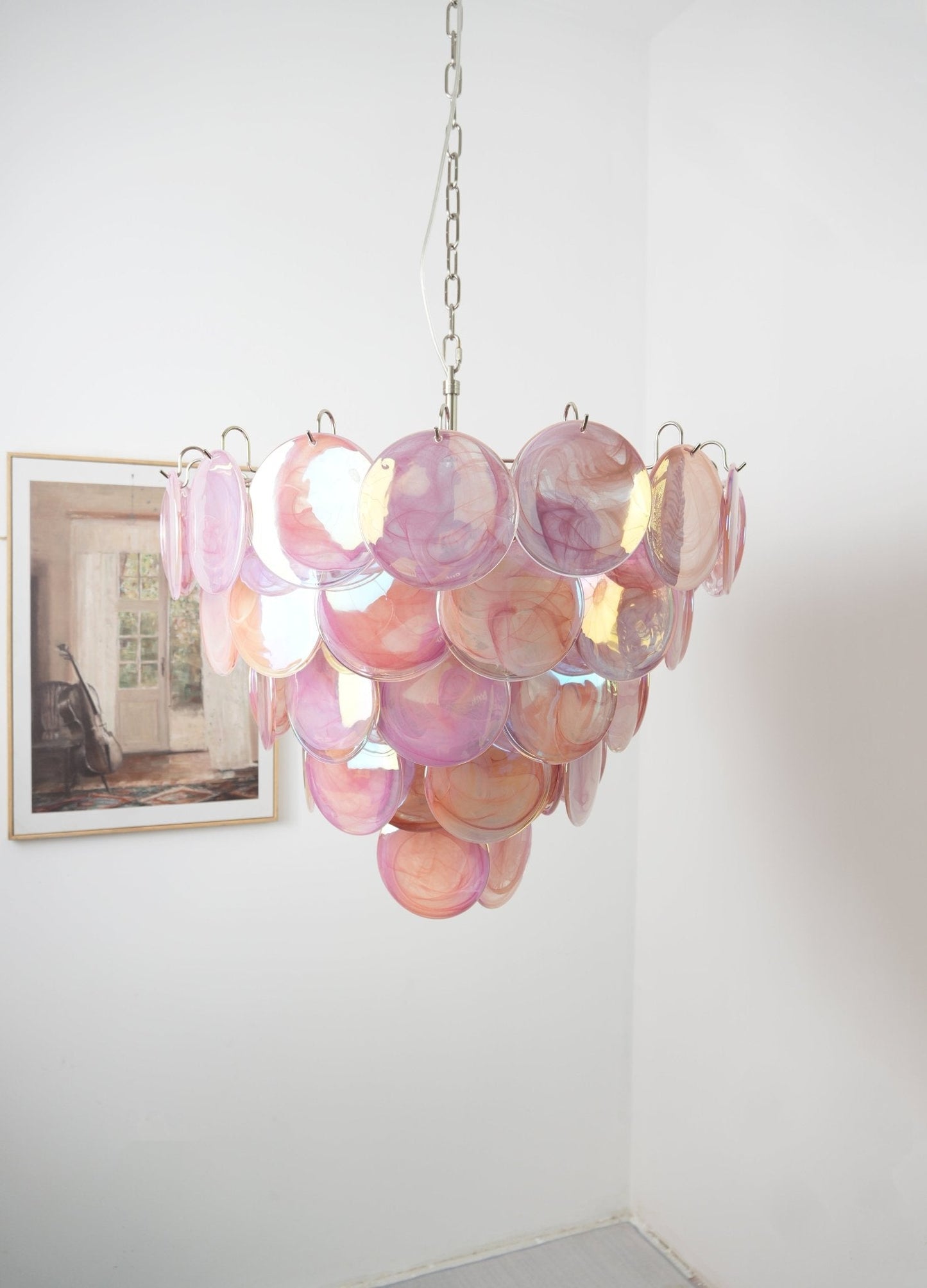 Pink Murano Disc Pendant light Chandelier