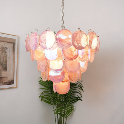 Pink Murano Disc Pendant light Chandelier