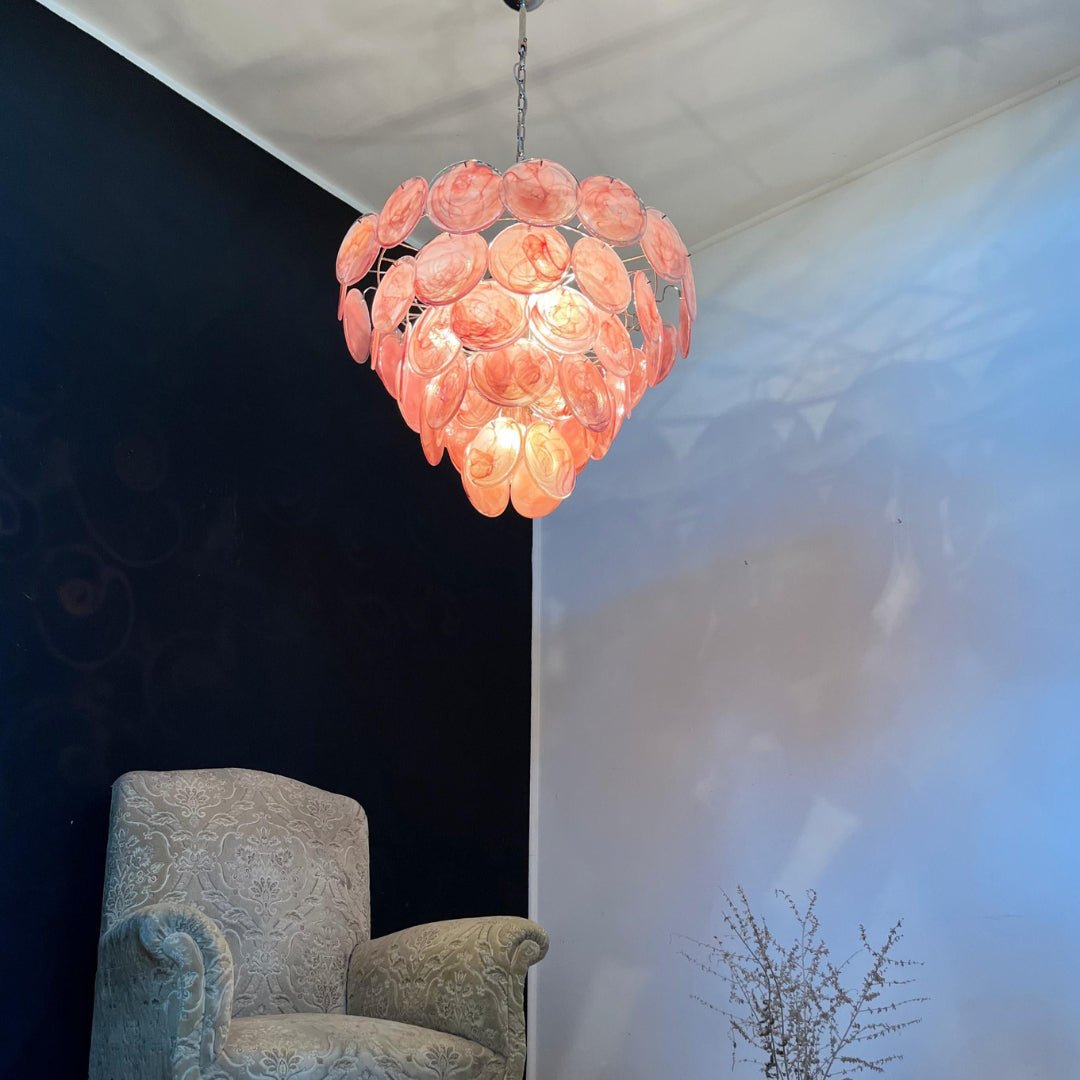 Pink Murano Disc Pendant light Chandelier