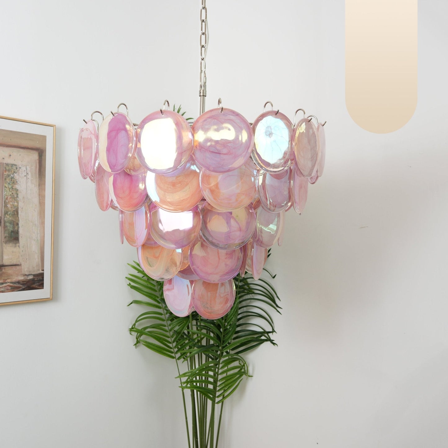 Pink Murano Disc Pendant light Chandelier