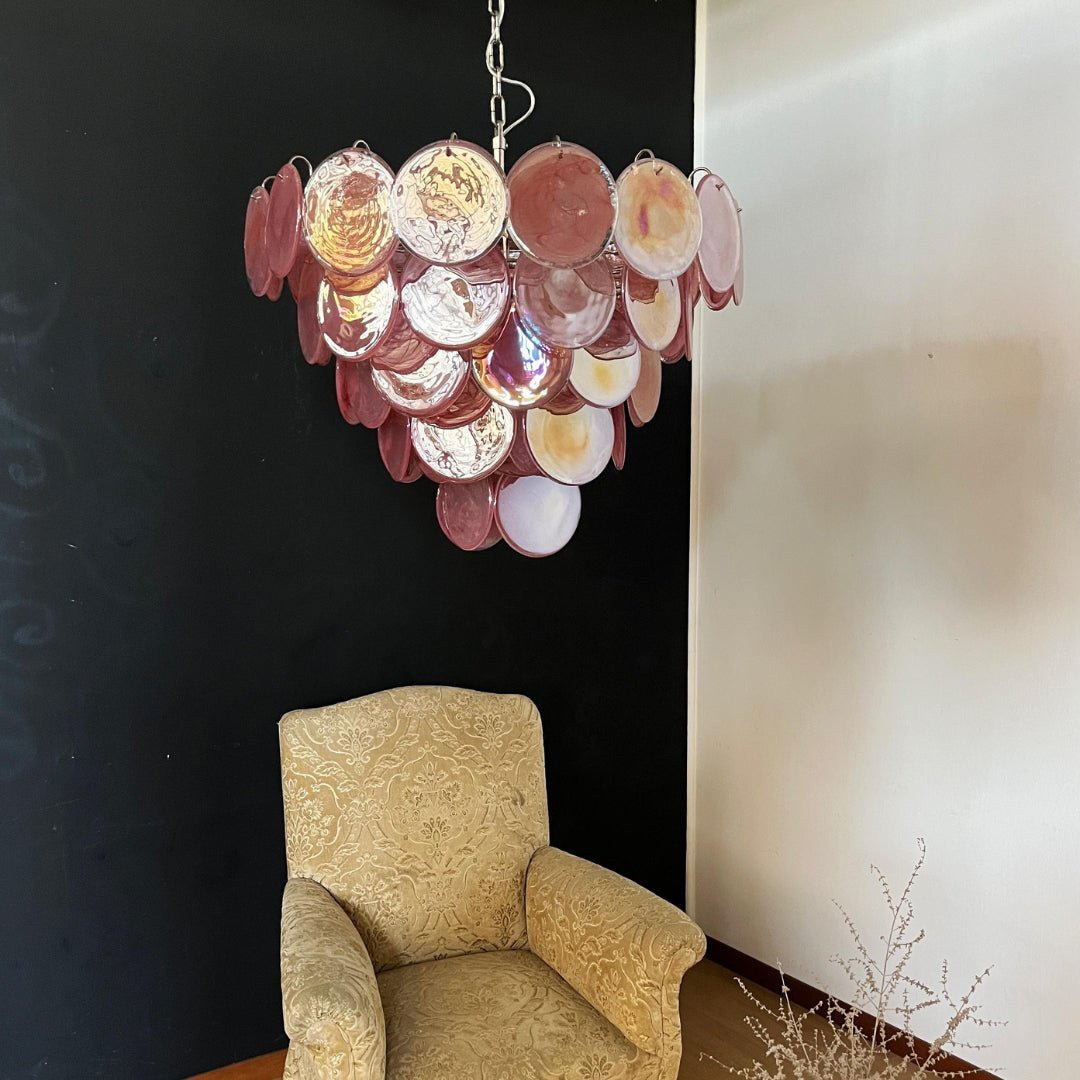 Pink Murano Disc Pendant light Chandelier