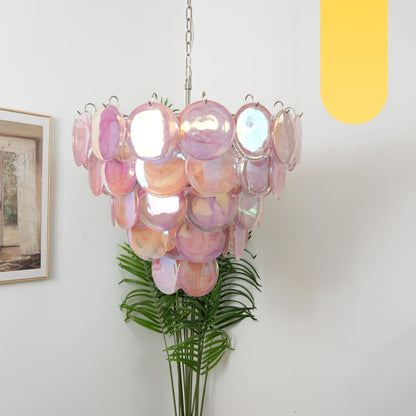 Pink Murano Disc Pendant light Chandelier