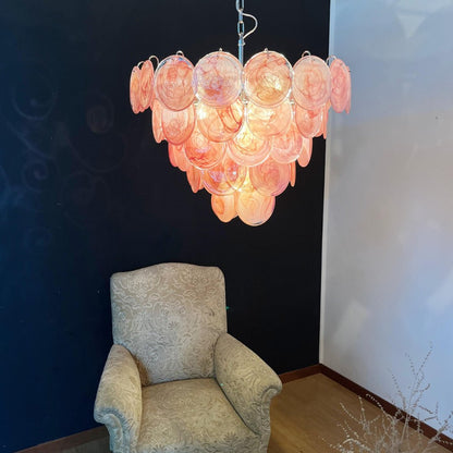 Pink Murano Disc Pendant light Chandelier