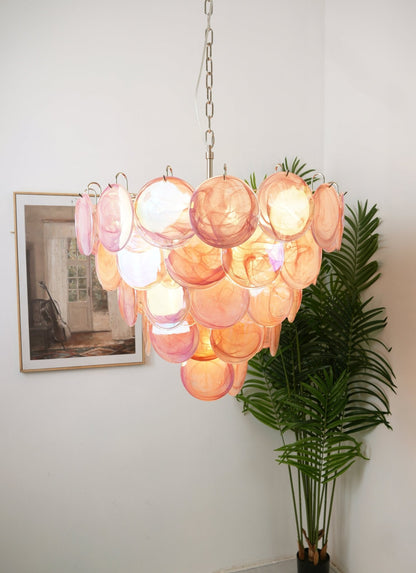 Pink Murano Disc Pendant light Chandelier