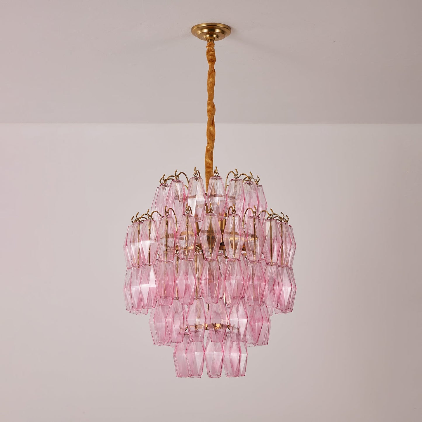 Pink Murano Glass Prism Chandelier