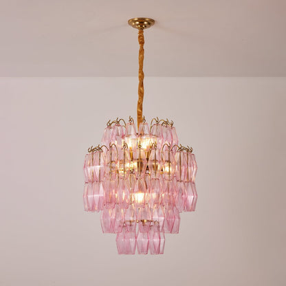 Pink Murano Glass Prism Chandelier