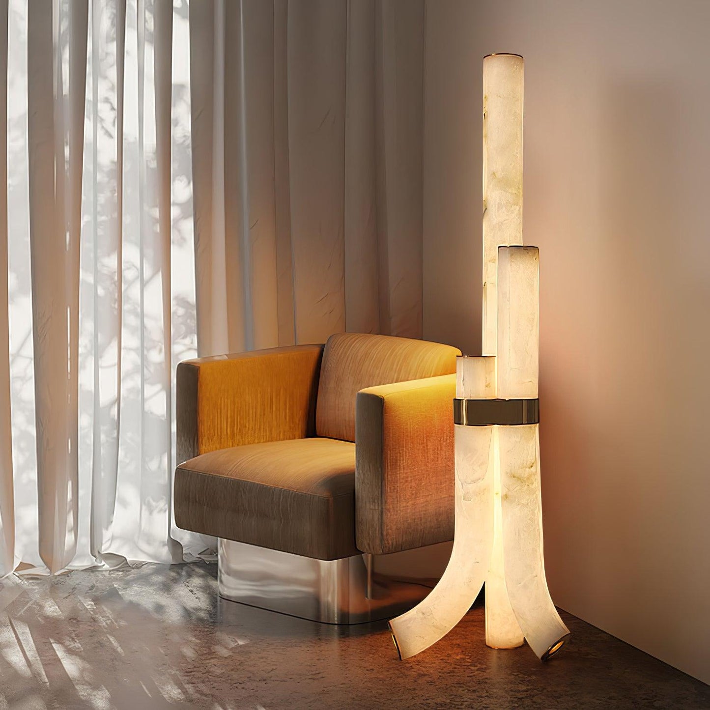 Piped Alabaster Floor-mounted Lamp Floor Lamp