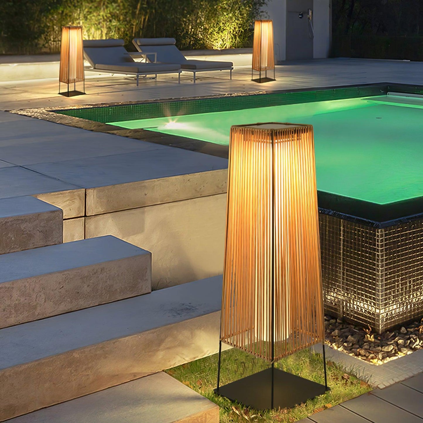 Plastic Rattan Exterior light fixture Outdoor Post Light