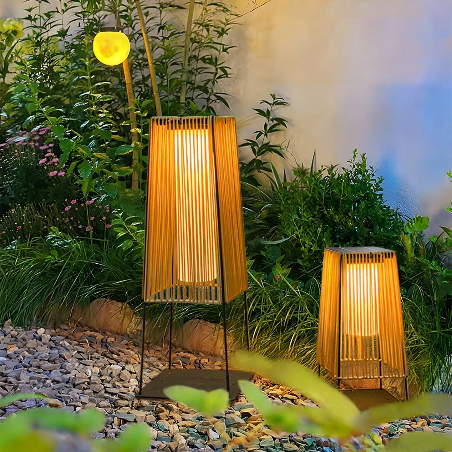 Plastic Rattan Exterior light fixture Outdoor Post Light