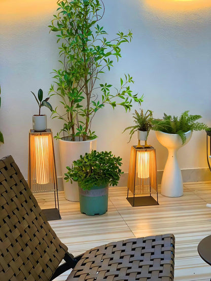 Plastic Rattan Exterior light fixture Outdoor Post Light