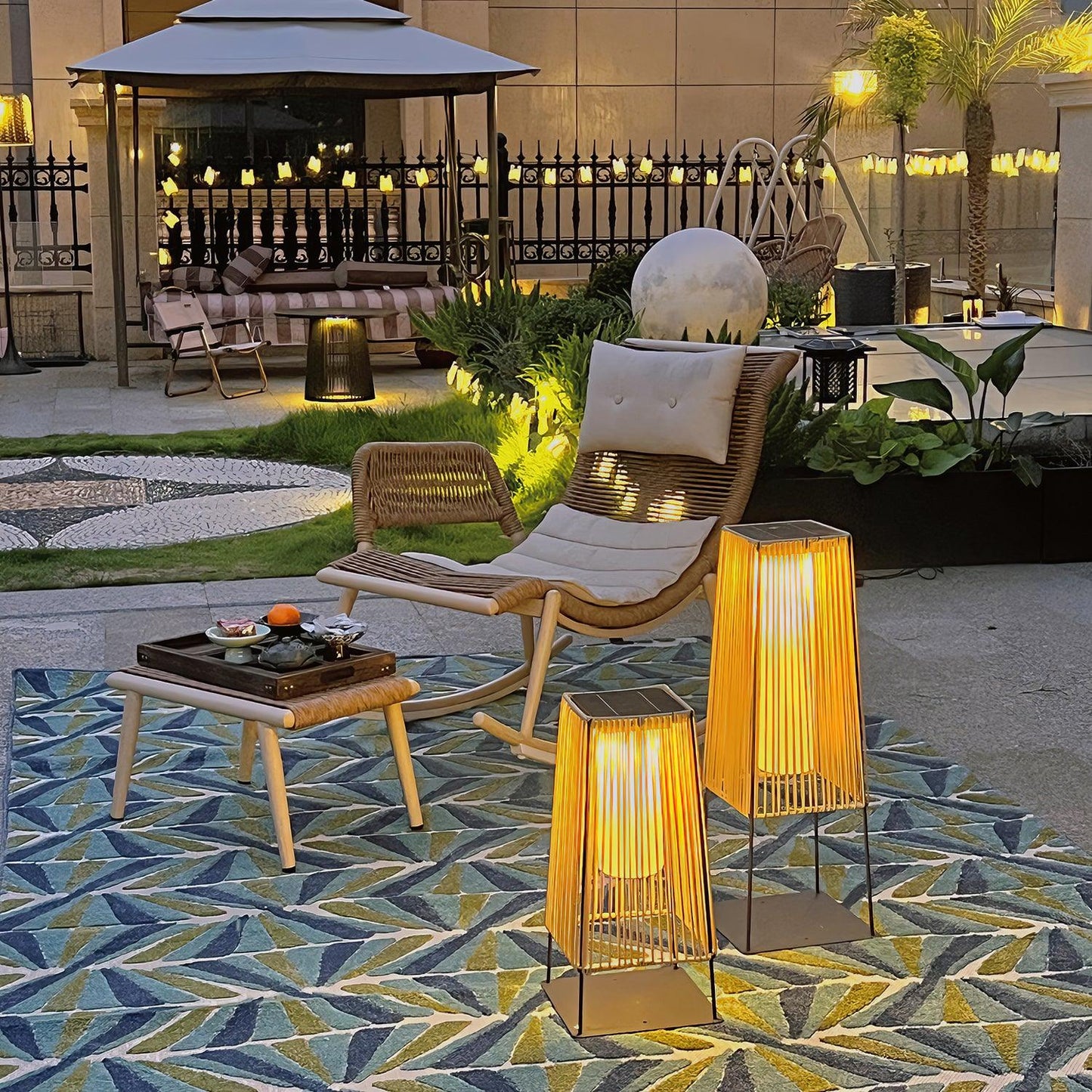 Plastic Rattan Exterior light fixture Outdoor Post Light