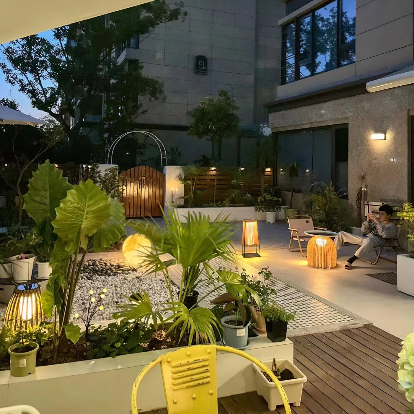 Plastic Rattan Exterior light fixture Outdoor Post Light