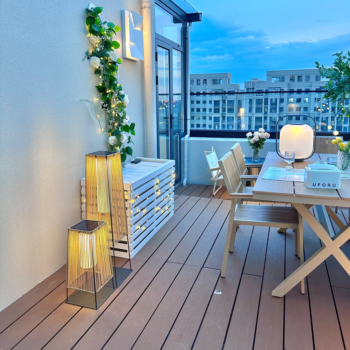 Plastic Rattan Exterior light fixture Outdoor Post Light