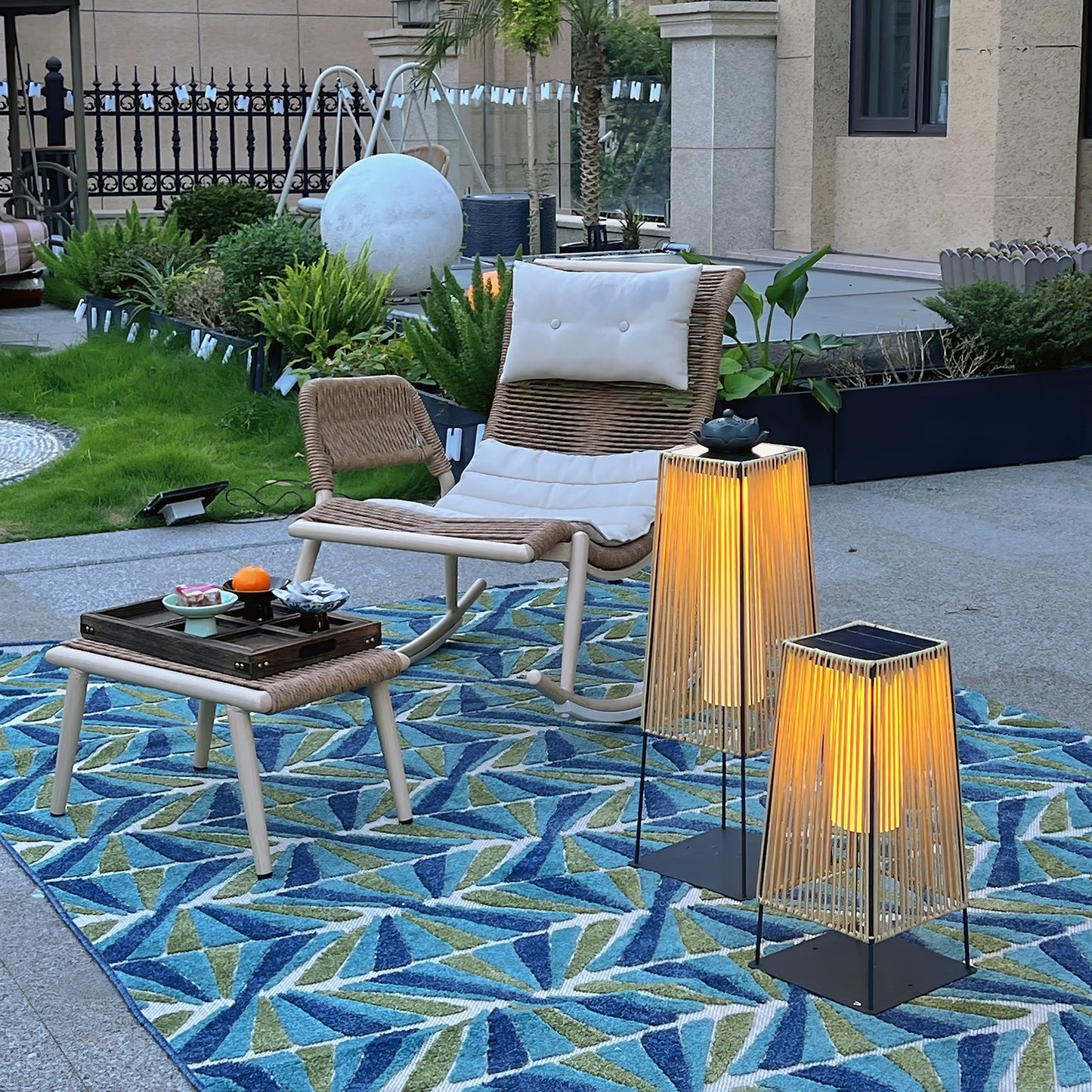 Plastic Rattan Exterior light fixture Outdoor Post Light