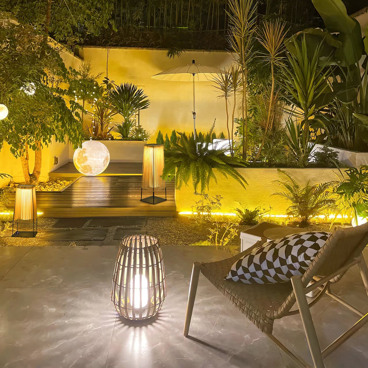 Plastic Rattan Exterior light fixture Outdoor Post Light