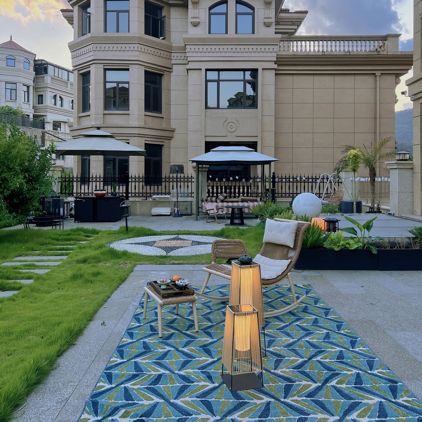 Plastic Rattan Exterior light fixture Outdoor Post Light