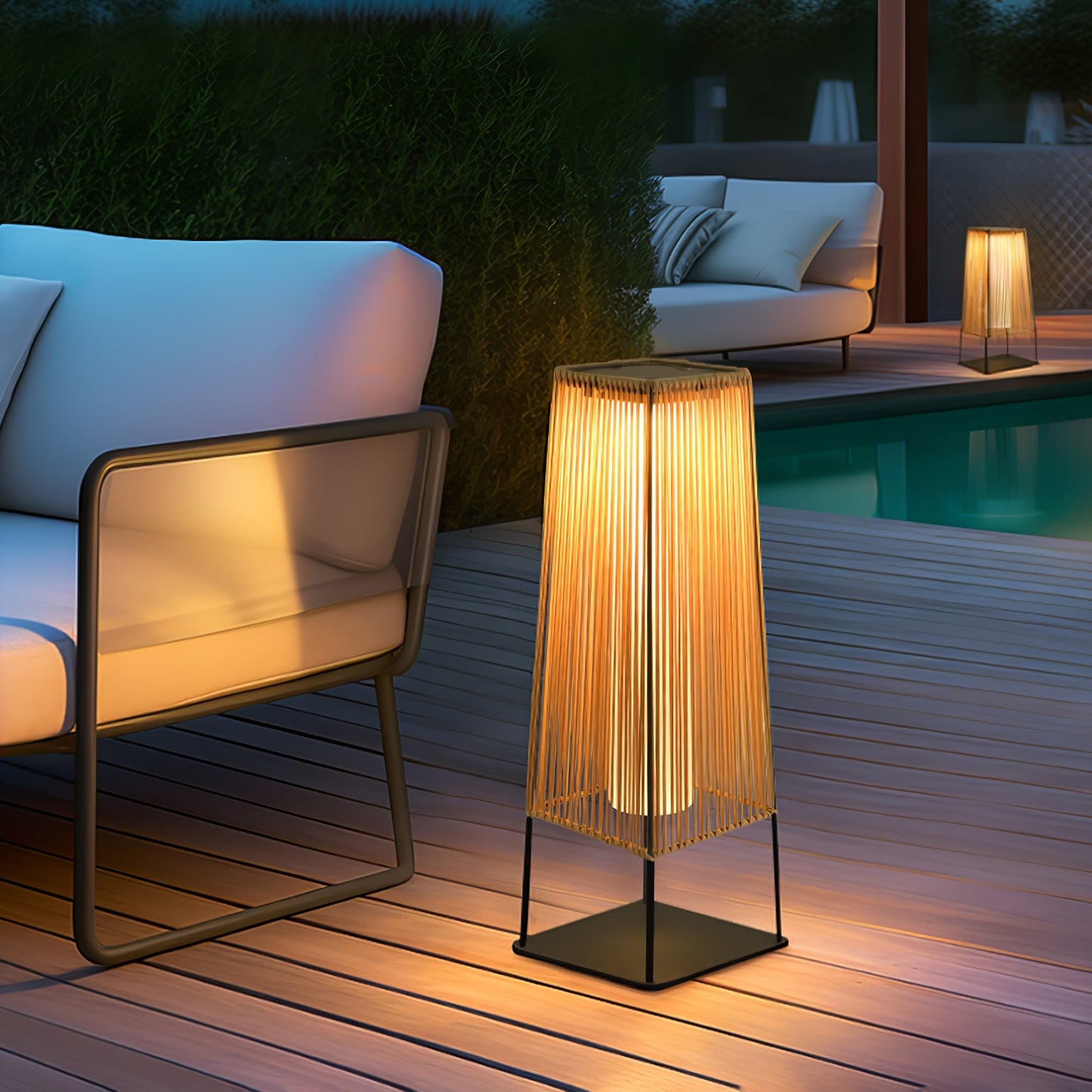 Plastic Rattan Exterior light fixture Outdoor Post Light