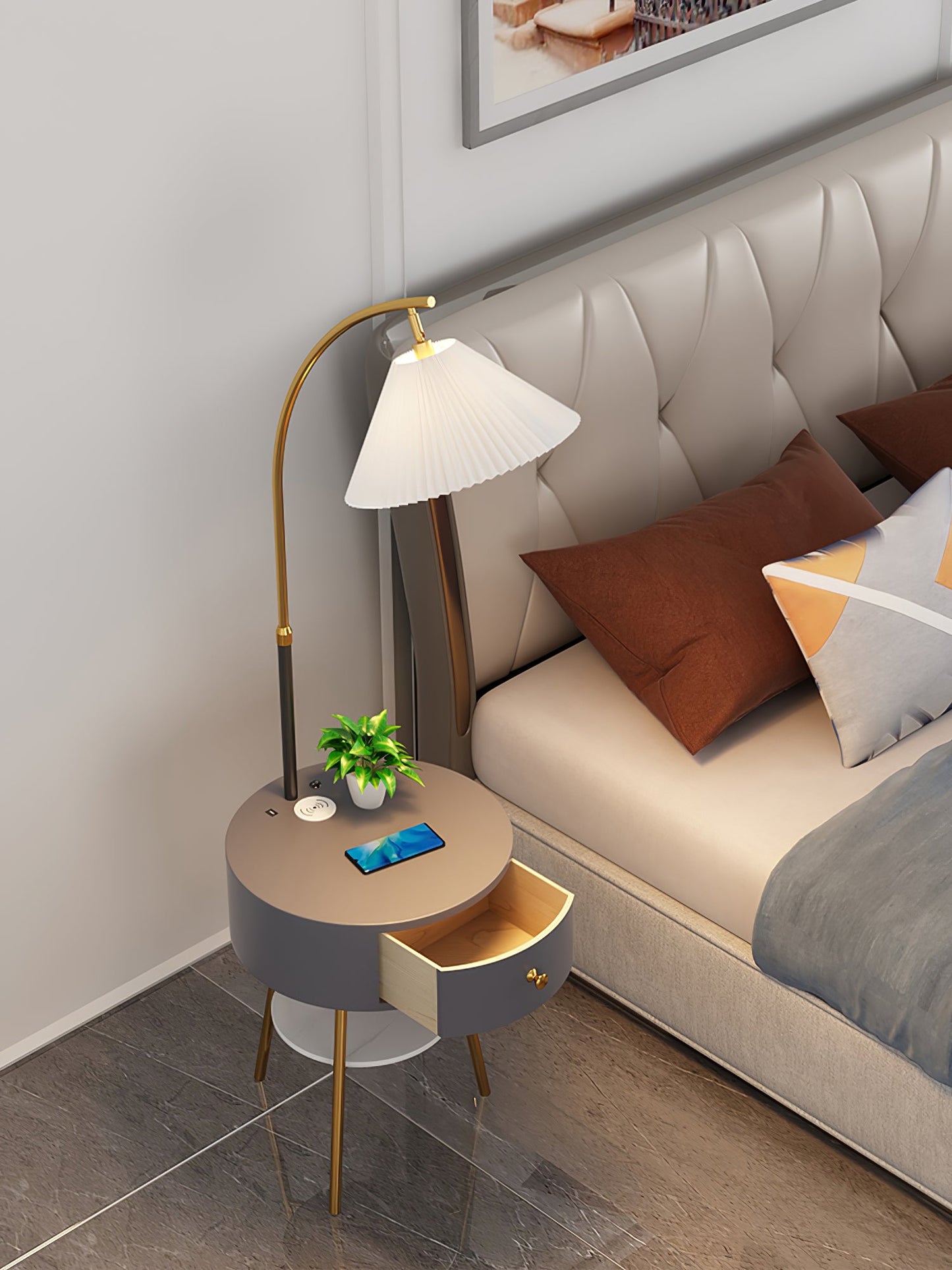 Pleated Arc Reading Lamp Floor Light