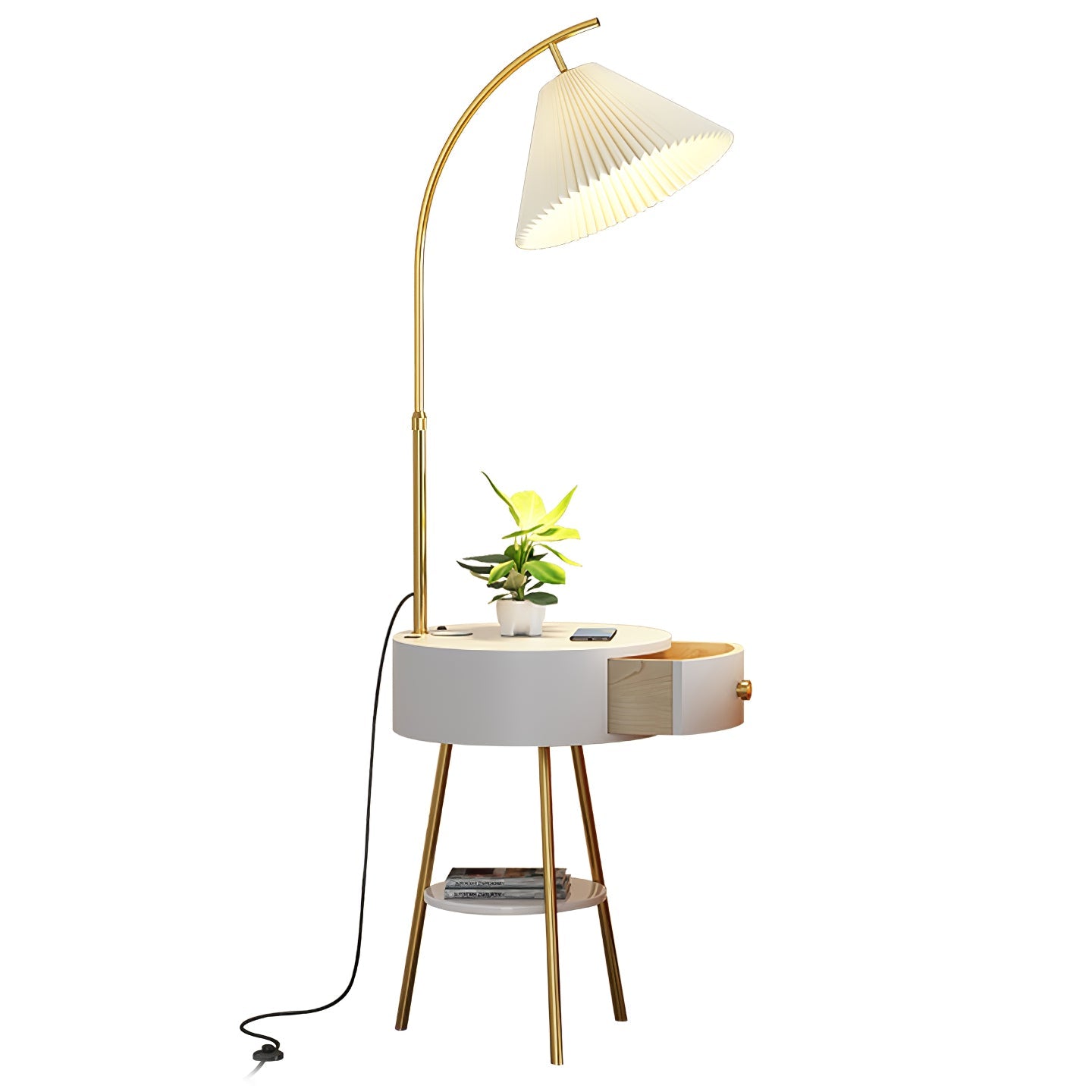 Pleated Arc Reading Lamp Floor Light