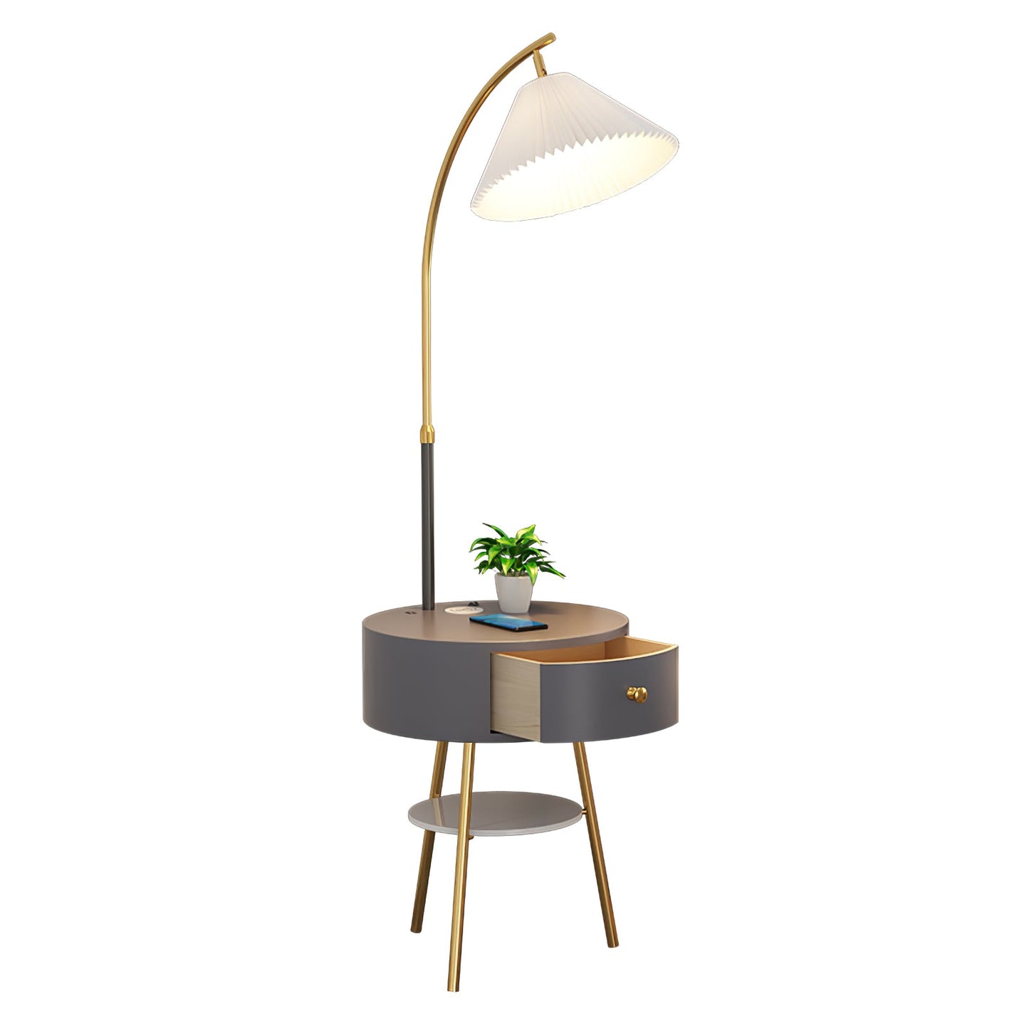 Pleated Arc Reading Lamp Floor Light