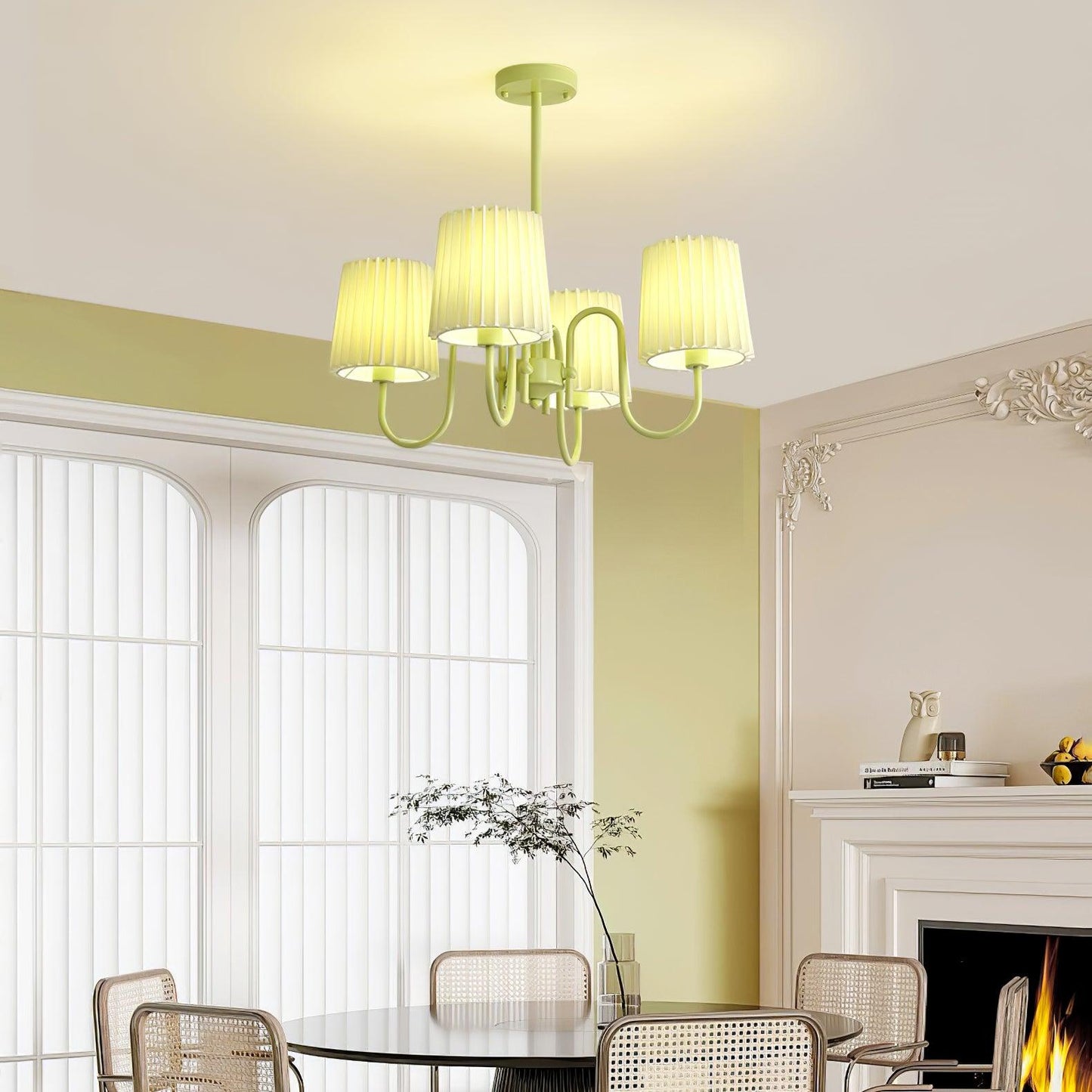 Pleated Fabric Matcha Pendant light Chandelier