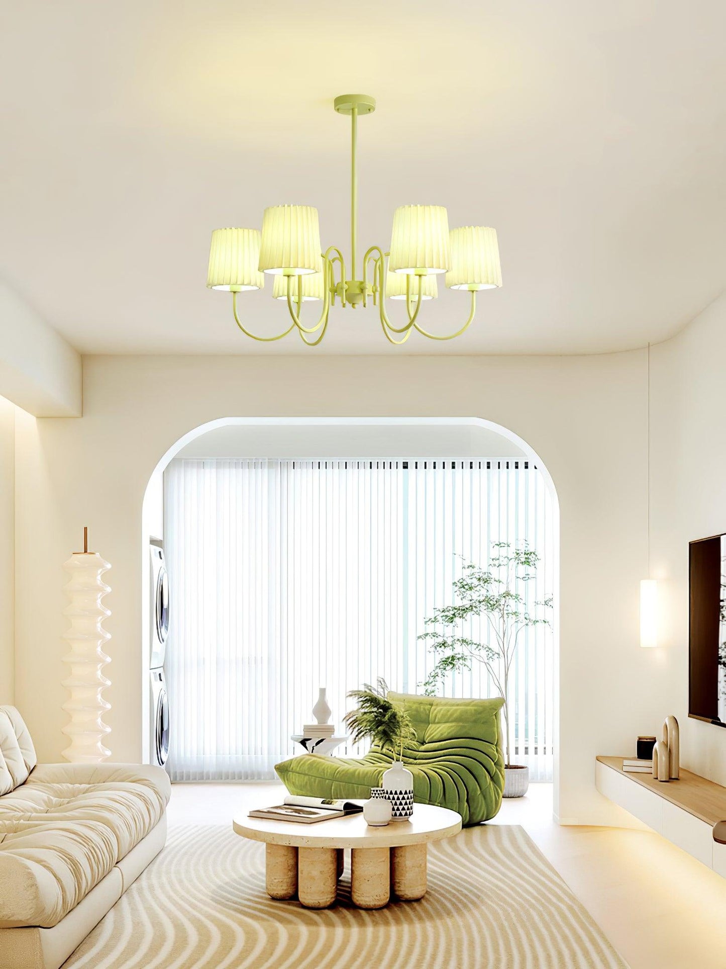 Pleated Fabric Matcha Pendant light Chandelier