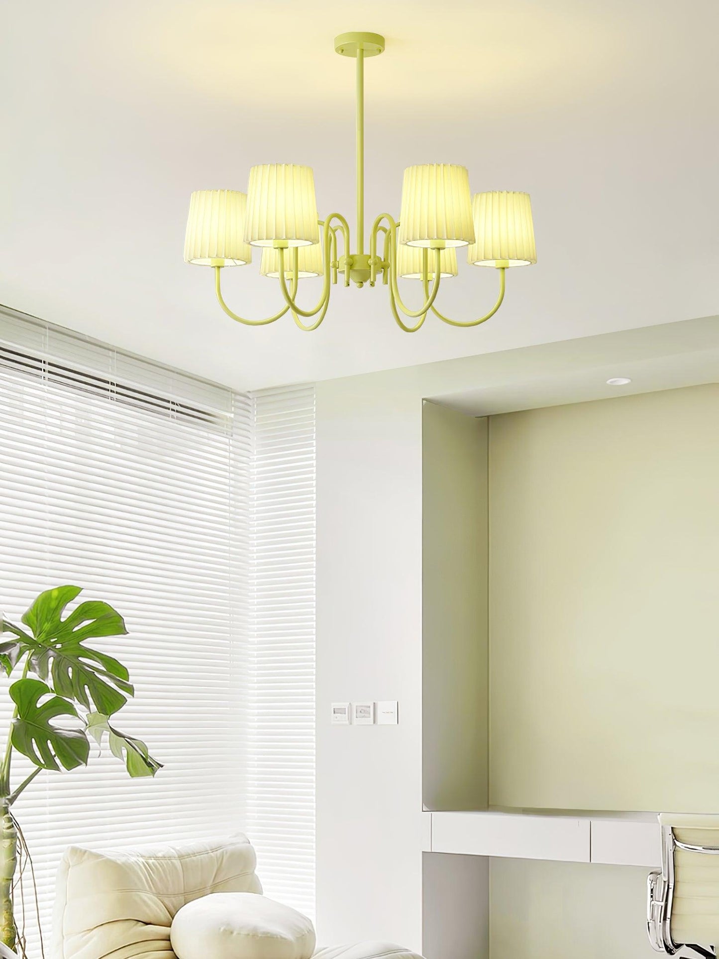 Pleated Fabric Matcha Pendant light Chandelier