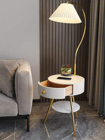 Pleated Nightstand Reading Lamp Floor Light