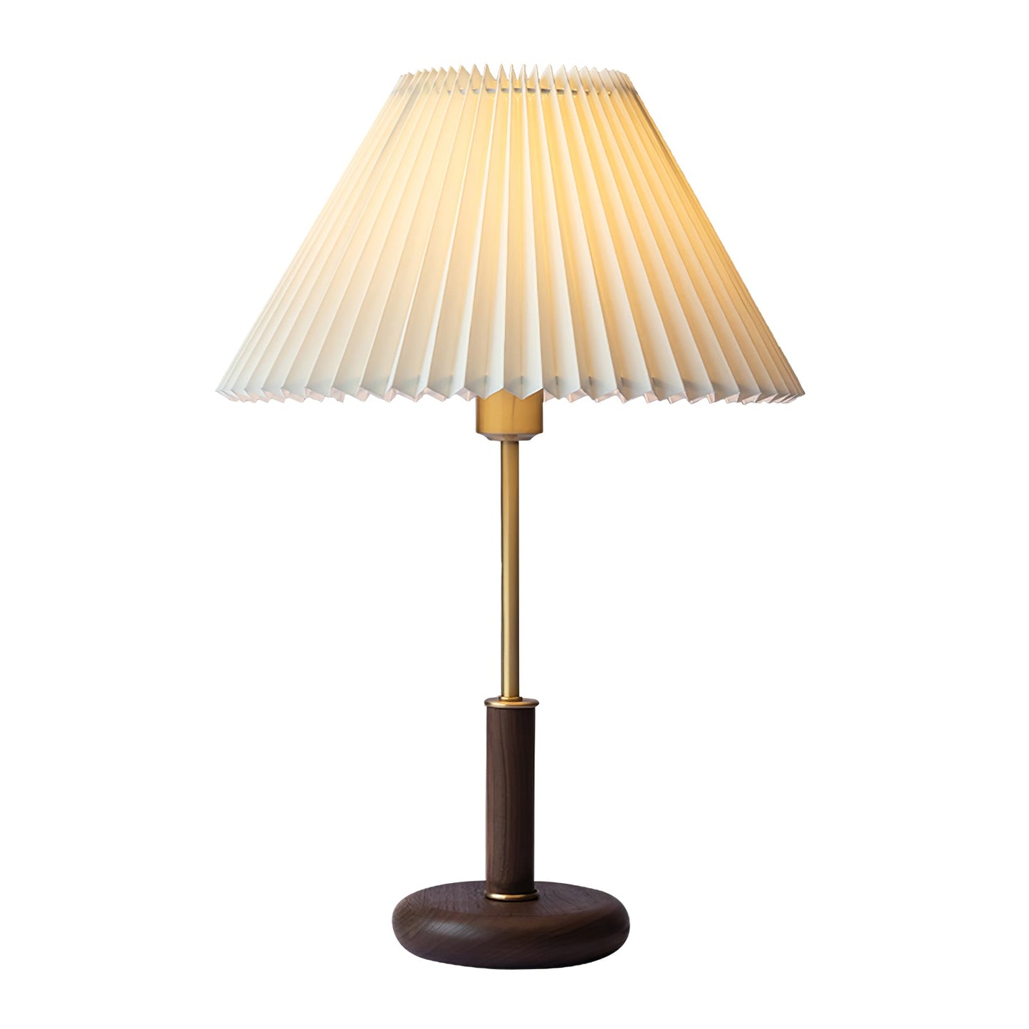 Pleated Walnut Side table lamp Table Lamp