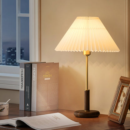 Pleated Walnut Side table lamp Table Lamp