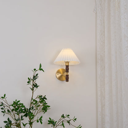 Pleated Walnut Lamp bracket Wall Light