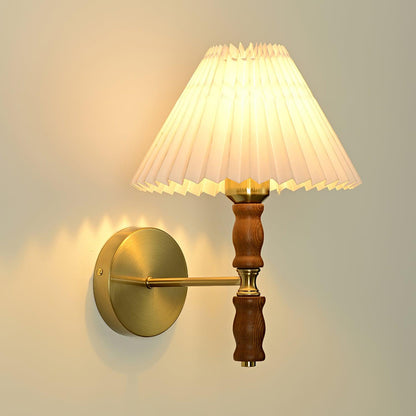 Pleated Walnut Lamp bracket Wall Light