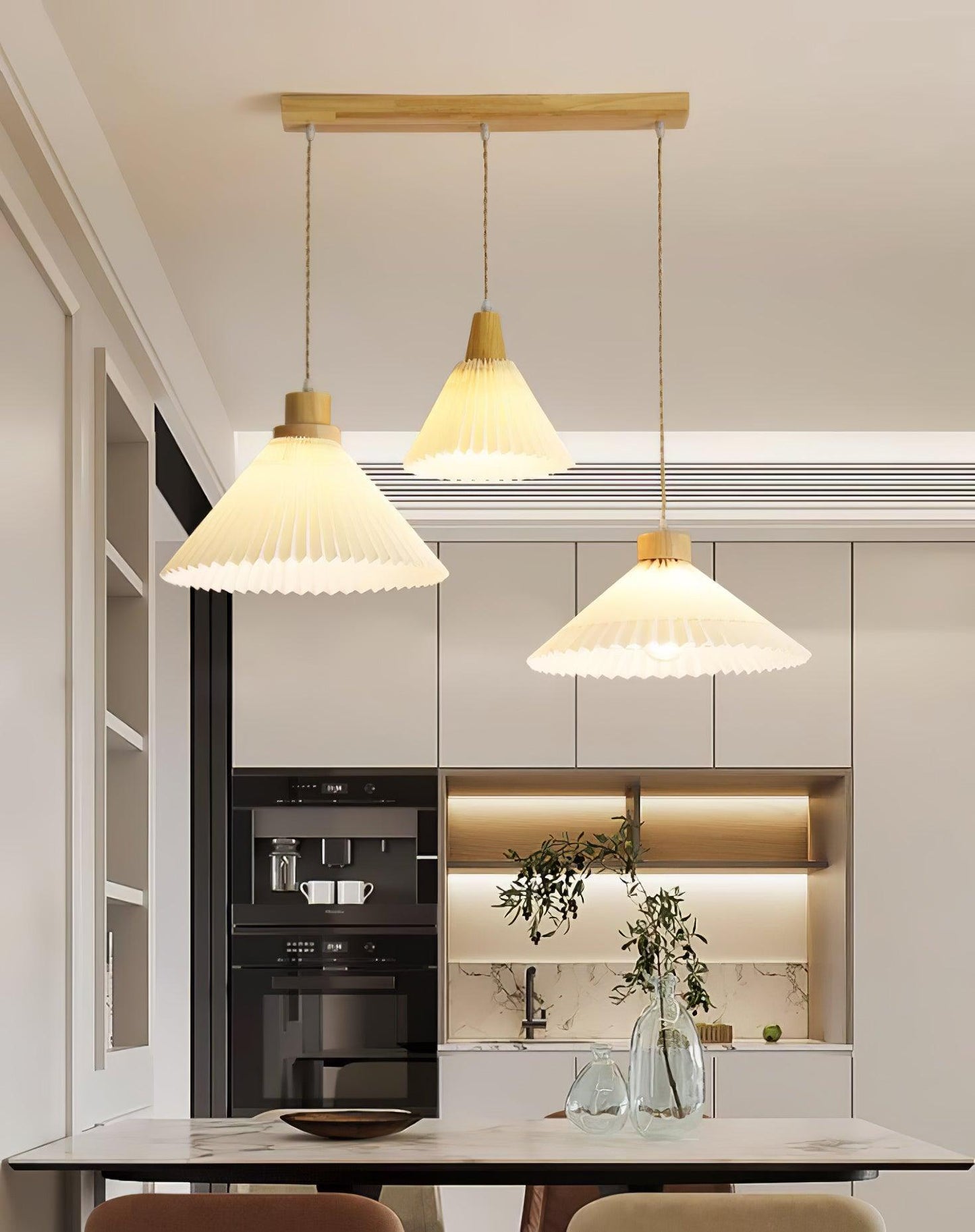 Pleated Wooden Ceiling light fitting Pendant Light