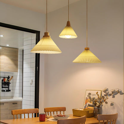 Pleated Wooden Ceiling light fitting Pendant Light