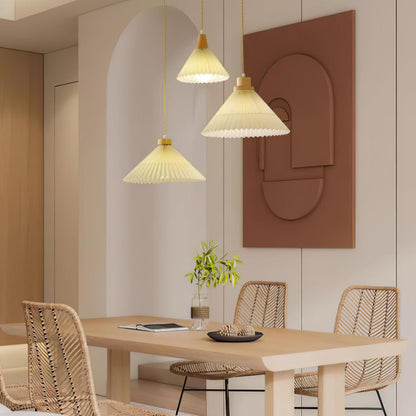 Pleated Wooden Ceiling light fitting Pendant Light