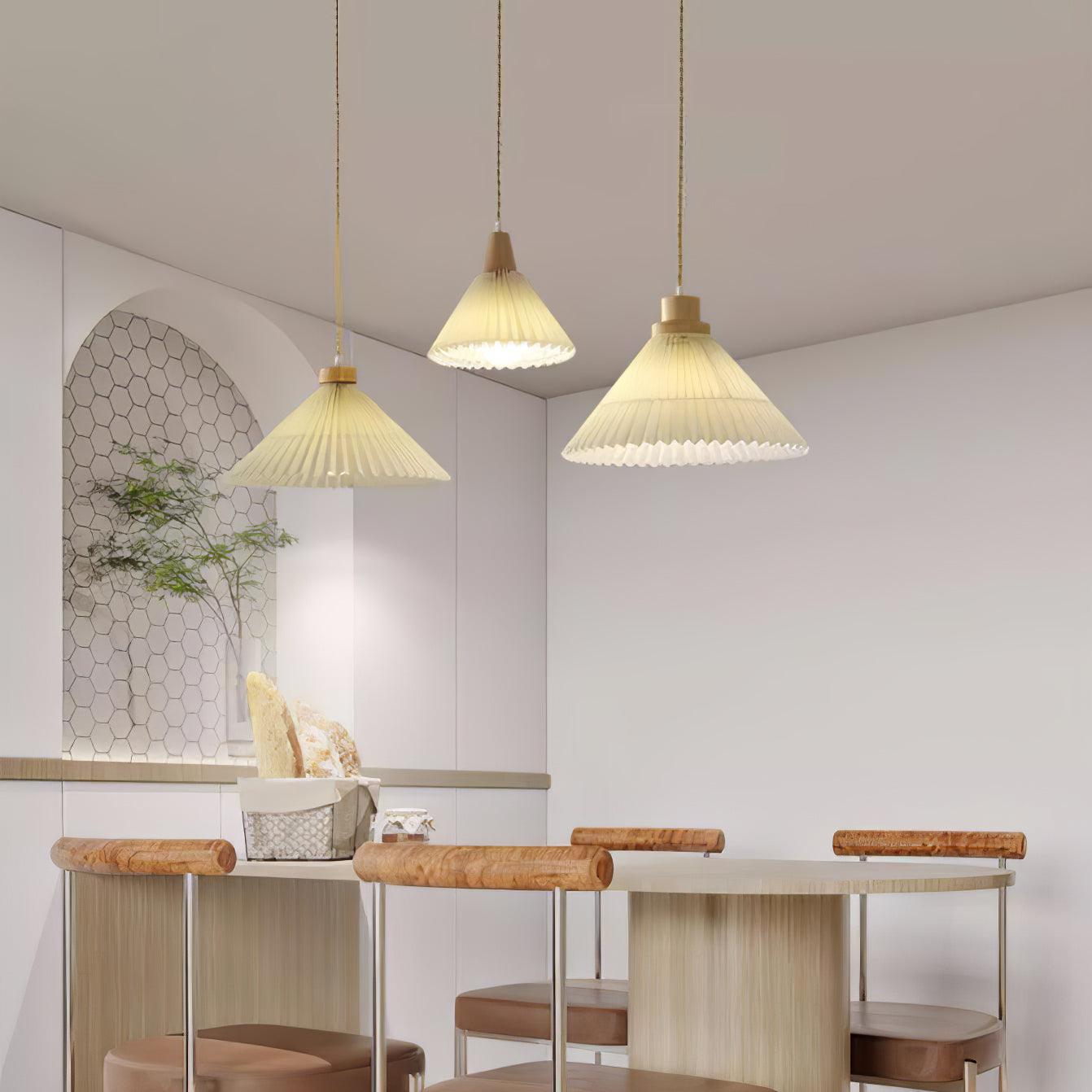 Pleated Wooden Ceiling light fitting Pendant Light