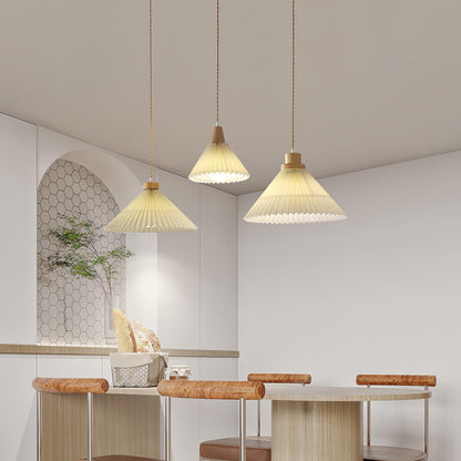 Pleated Wooden Ceiling light fitting Pendant Light