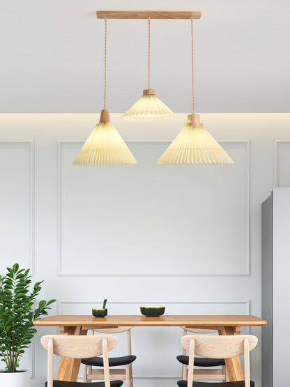 Pleated Wooden Ceiling light fitting Pendant Light