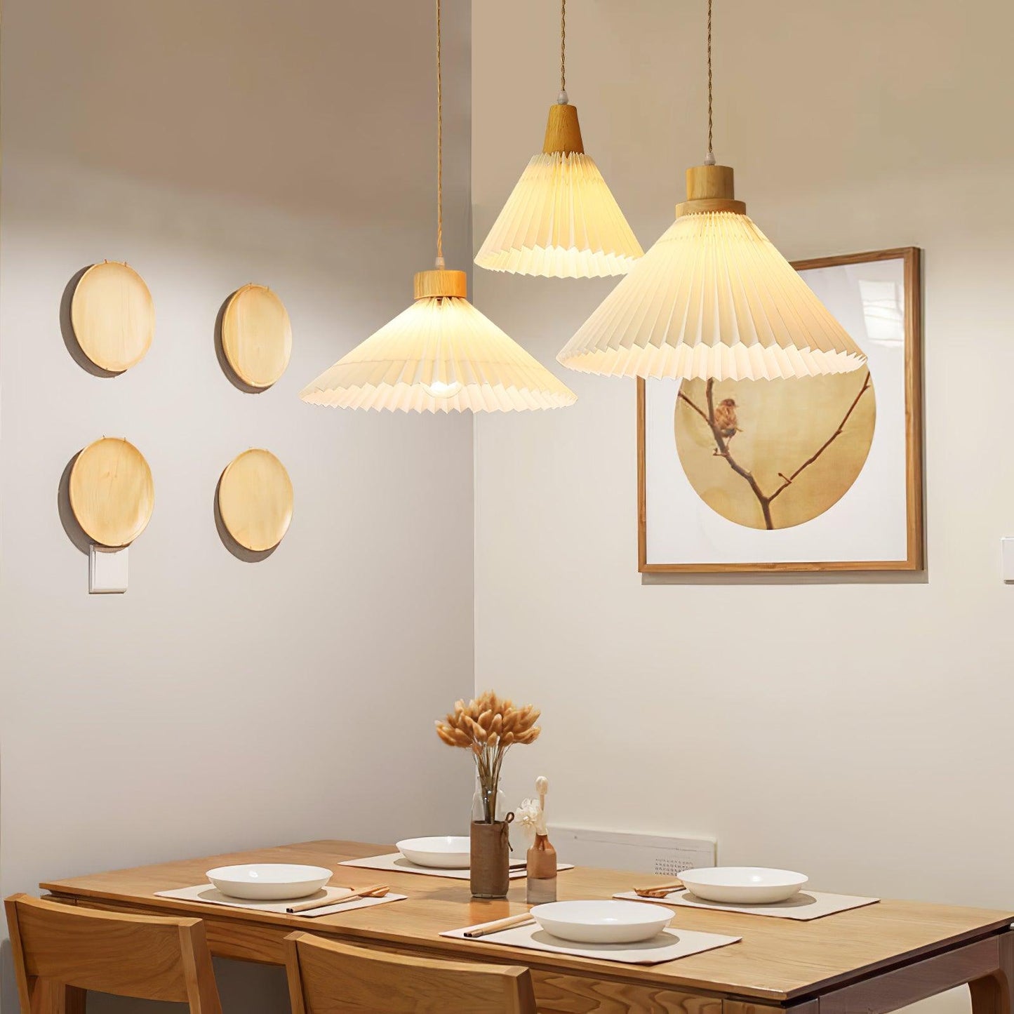 Pleated Wooden Ceiling light fitting Pendant Light