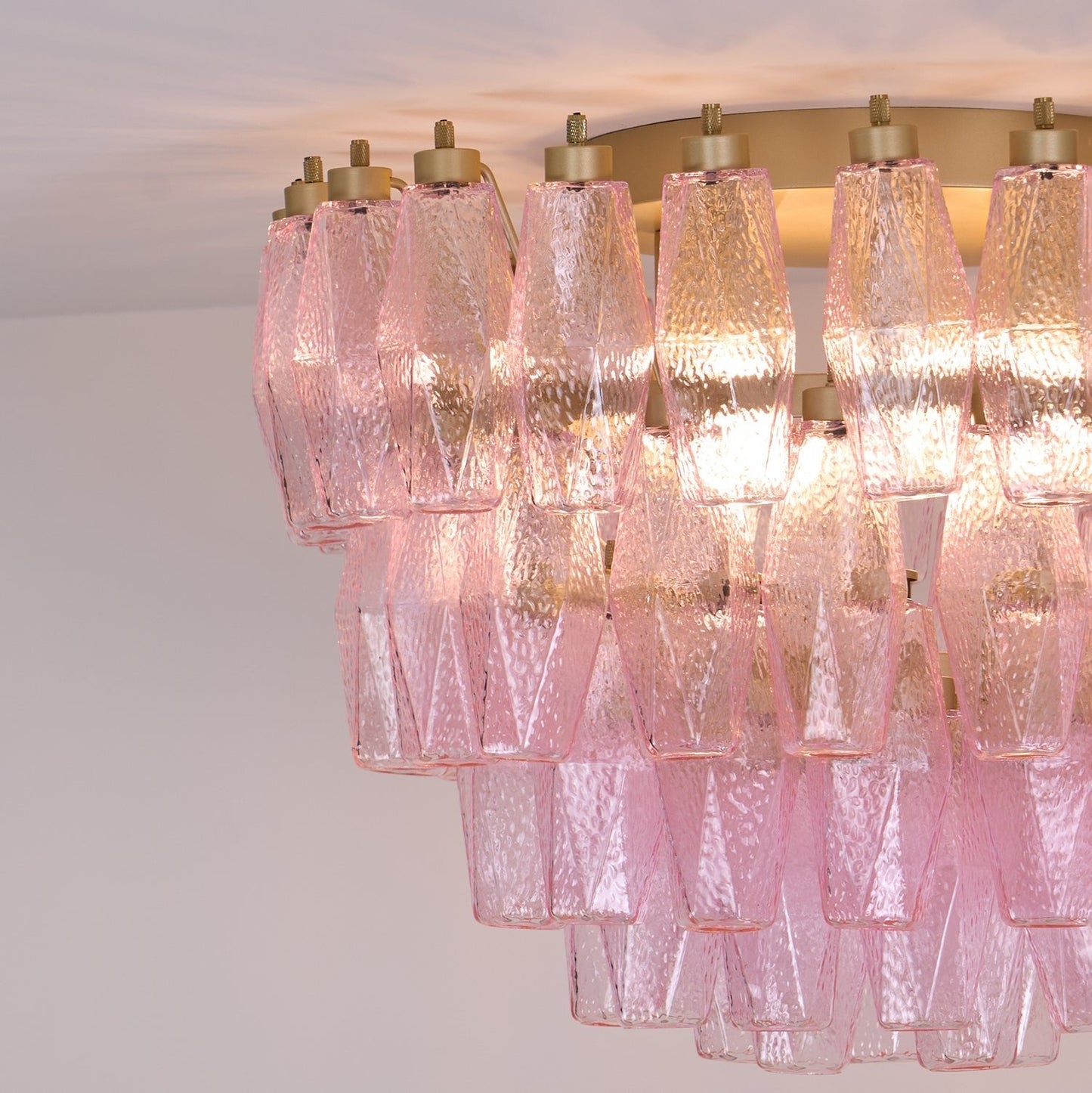 Poliedri Murano Pink Overhead light Ceiling Light