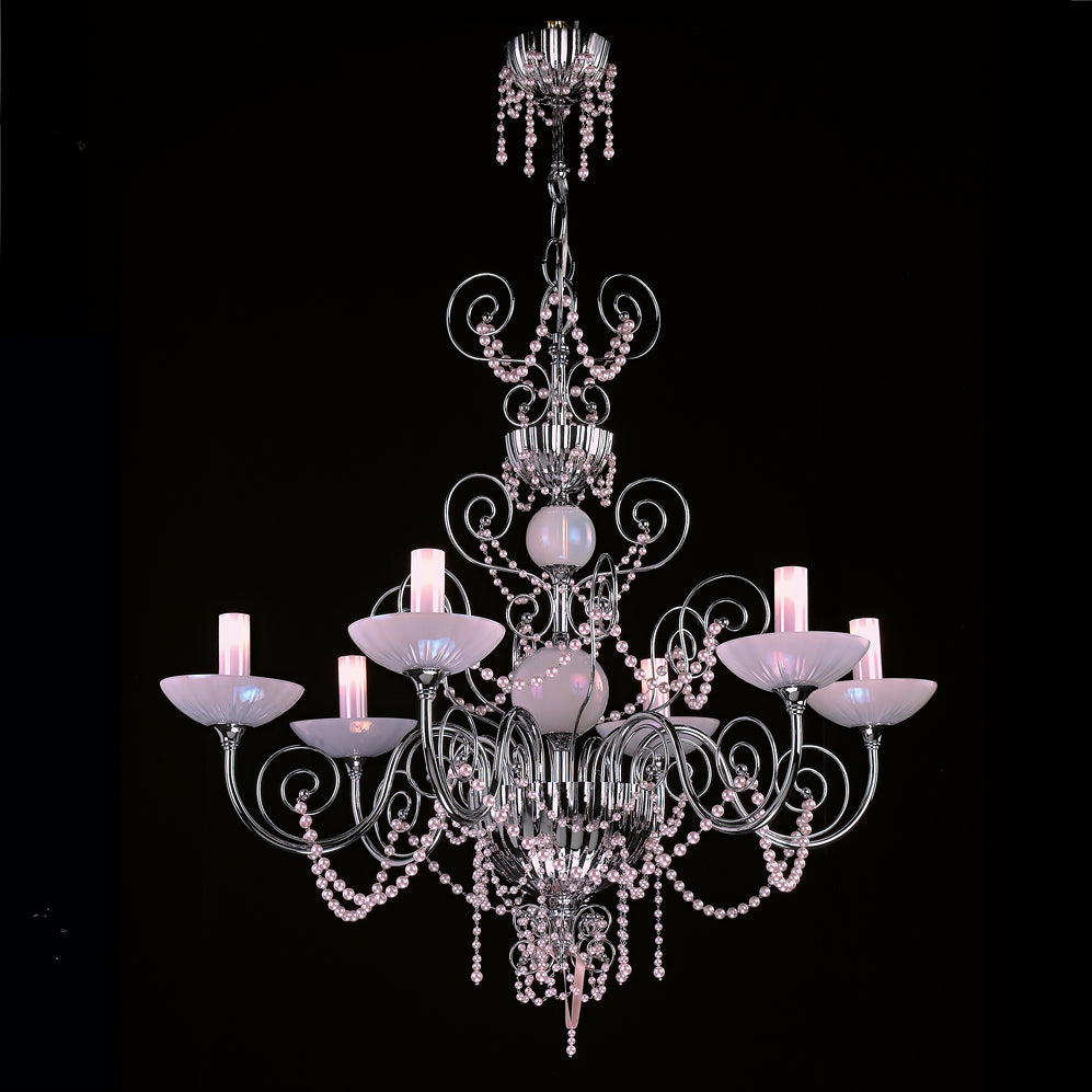 Pretty Pink Murano Glass Chandelier