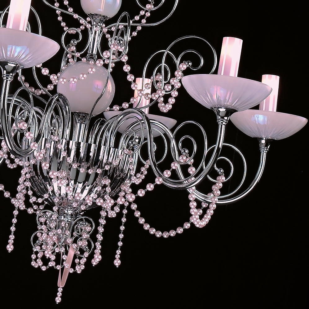 Pretty Pink Murano Glass Chandelier