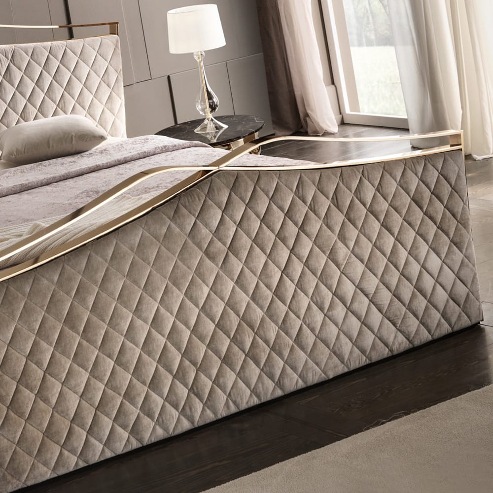 Quilted Nubuck Italian Designer Bed With Footboard