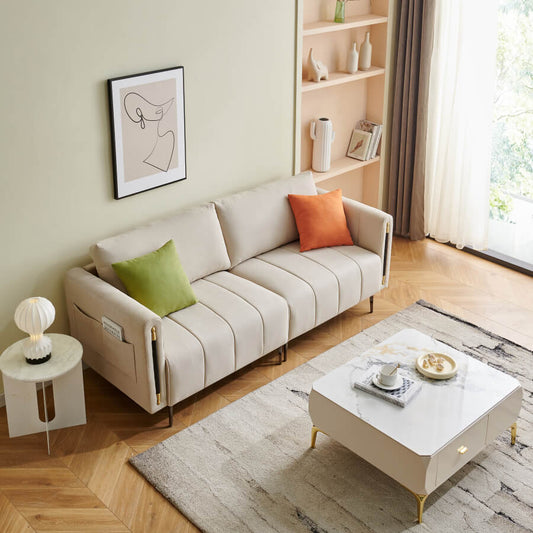 76.3" Modern White Loveseat Sofa