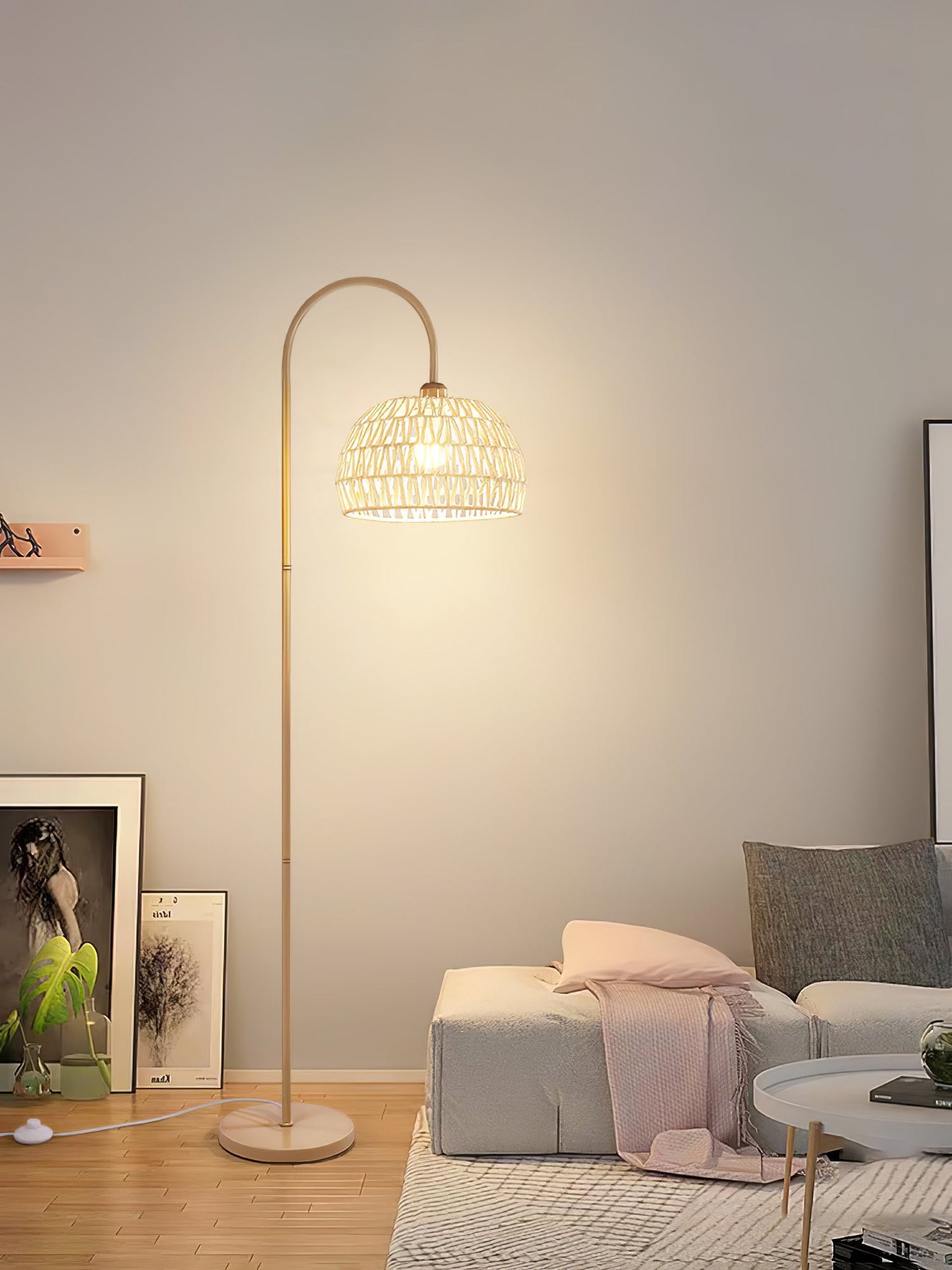 Rattan Arch Uplight Lamp Floor Lamp