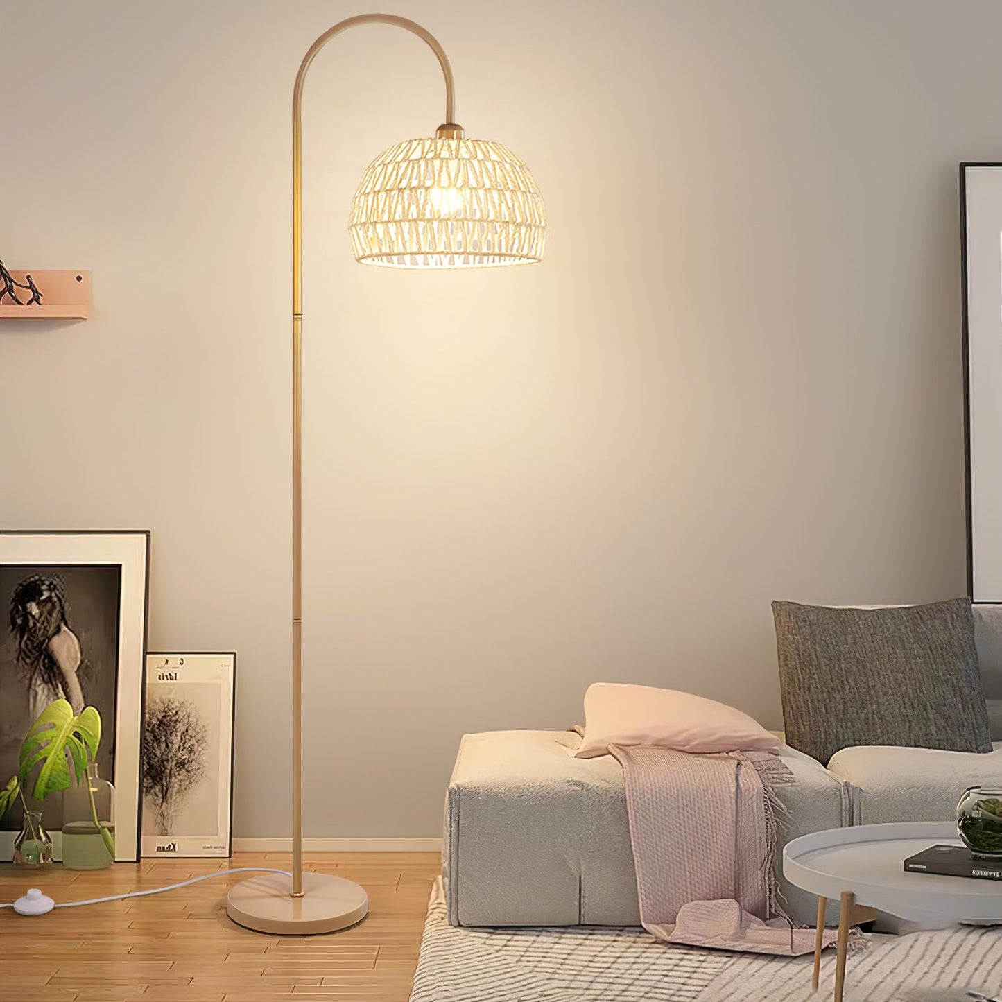 Rattan Arch Uplight Lamp Floor Lamp