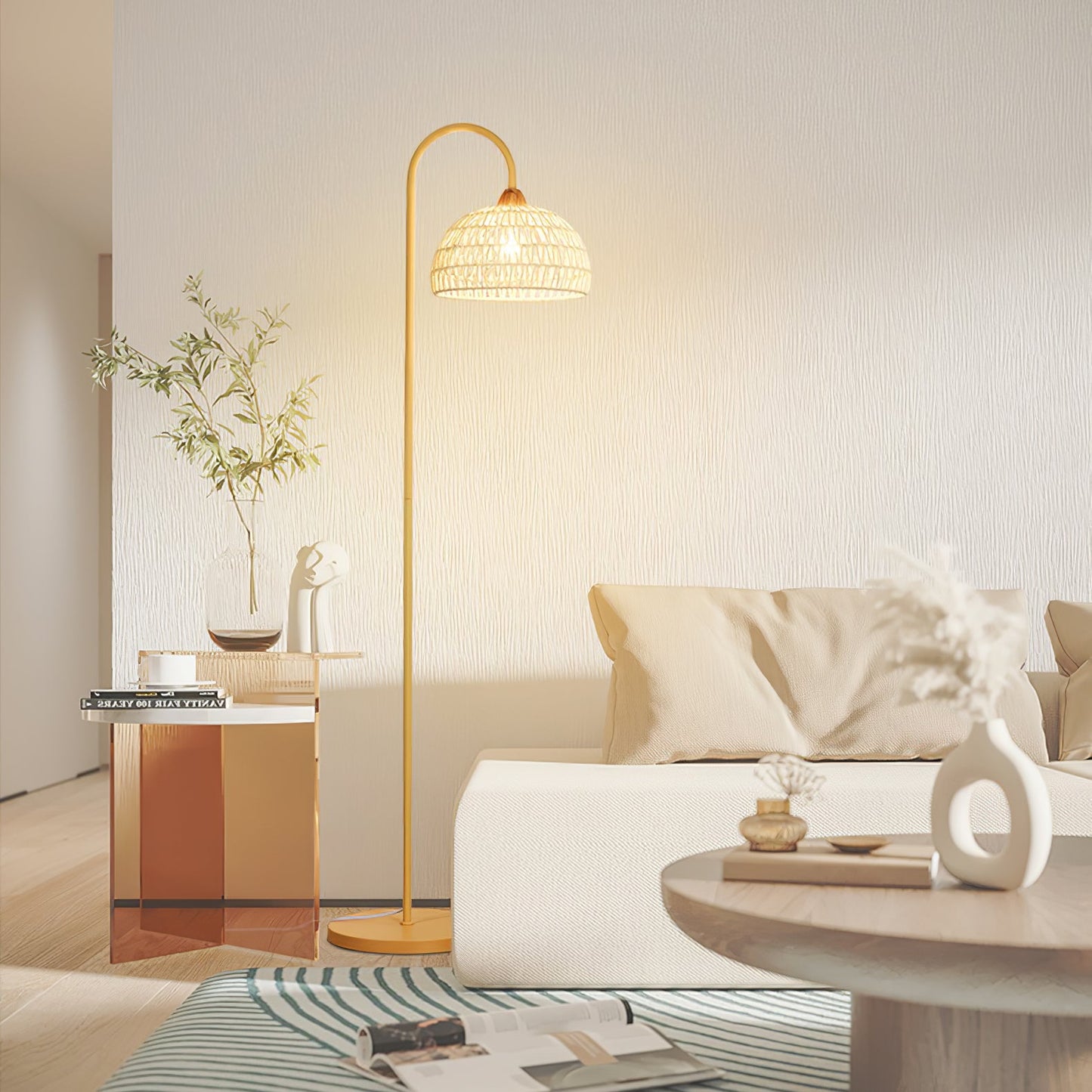 Rattan Arch Uplight Lamp Floor Lamp