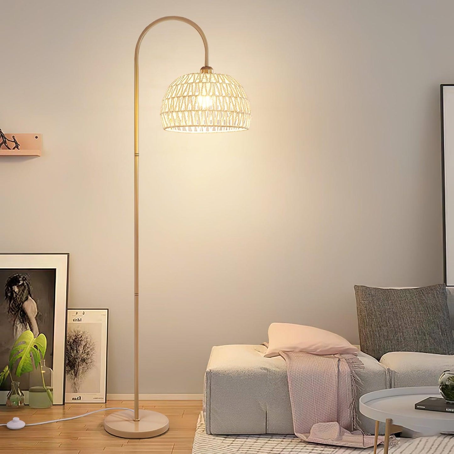 Rattan Arch Uplight Lamp Floor Lamp