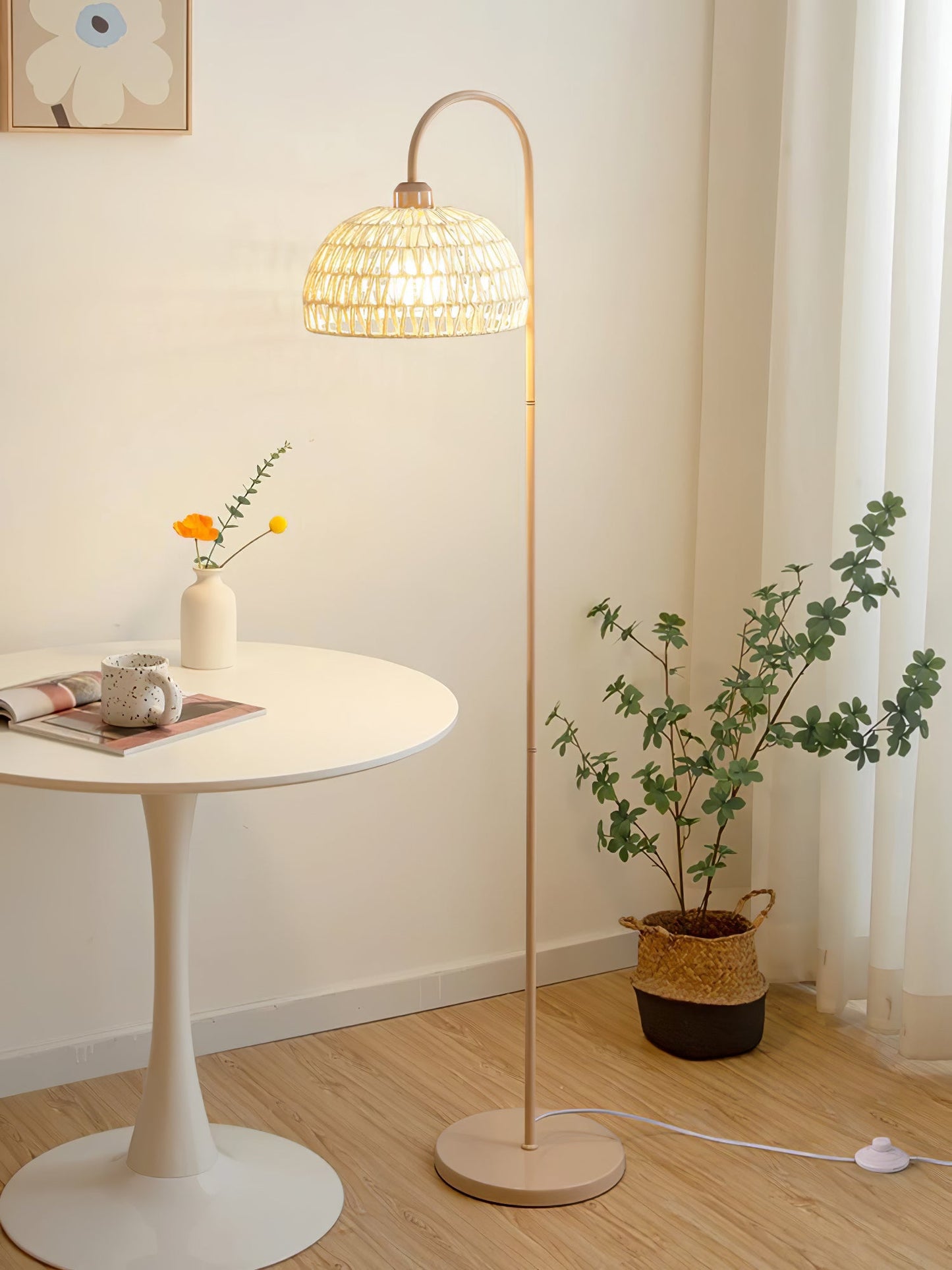 Rattan Arch Uplight Lamp Floor Lamp