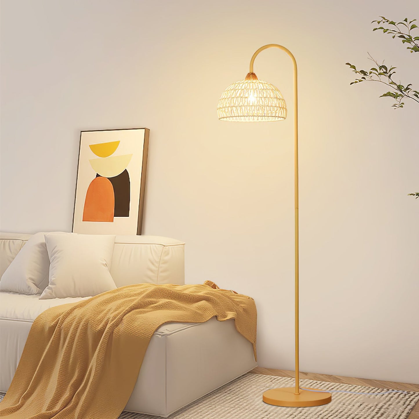 Rattan Arch Uplight Lamp Floor Lamp